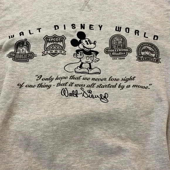 Disney Parks Adults Size Small Grey Sweatshirt Pockets Walt Disney World Mickey - Picture 11 of 13
